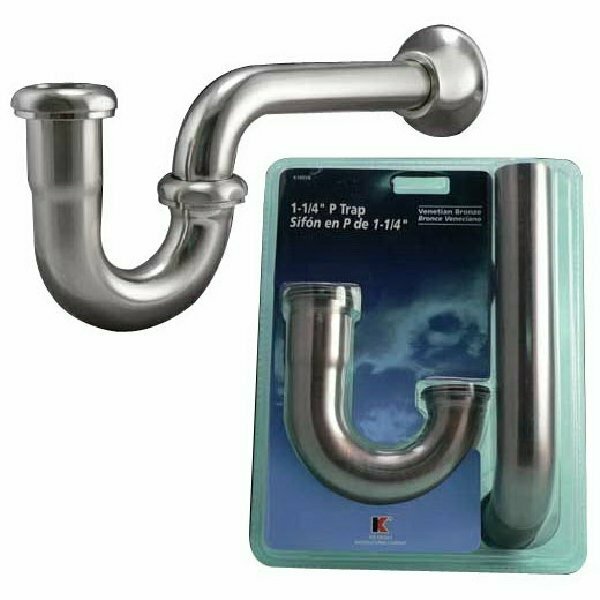Keeney P-Trap, 1-1/4 x 1-1/4 in, Slip Joint, Brass, Brushed Nickel, Plumb Pak, Mfr#: K100BN
